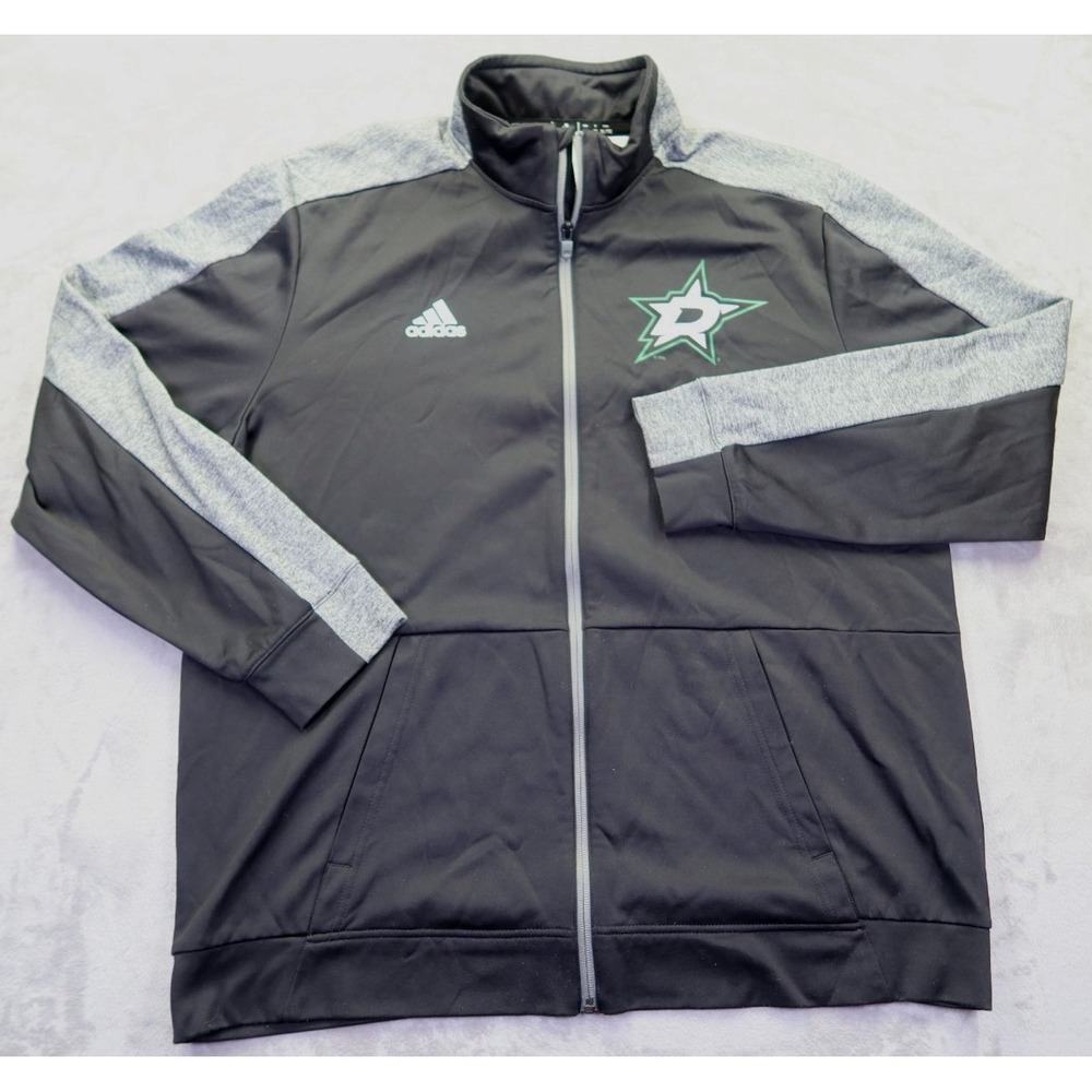 Adidas Dallas‎ Stars NHL Mens XL ClimaWarm Full Zip Track Jacket Black Grey